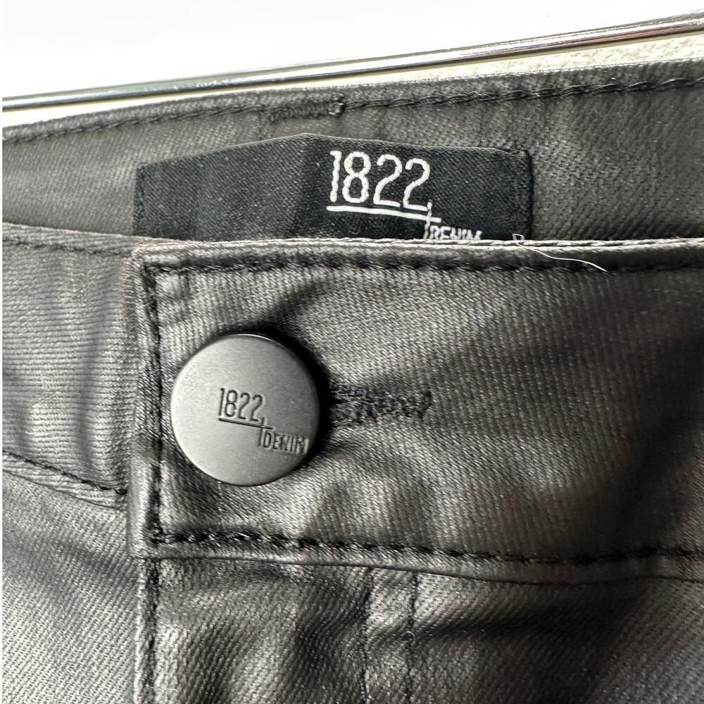 1822 Denim Black Shimmer Leatherette Skinny Pant 30 P / 10 P - Picture 7 of 16